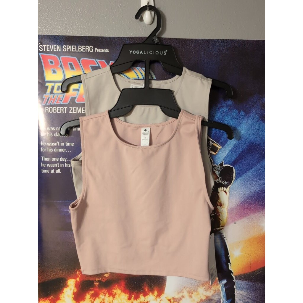 Yogalicious Pure Cloud Nicki Muscle Shirt 2 Pack Women's Size S Nwt Pink Gray